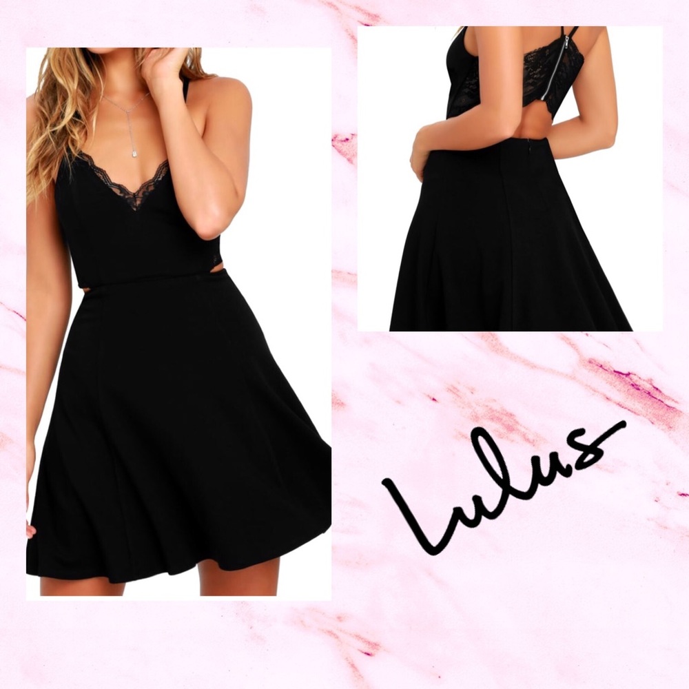 🆕Lush Perfect Evening Black Lace Skater Dress